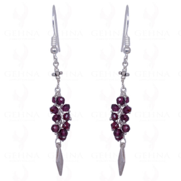 Rhodolite Garnet Gemstone Bead Earrings Made In .925 Solid Silver ES-1271