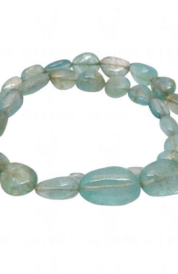 Aquamarine Gemstone Cabochon Tumble Bead Necklace NS-1271