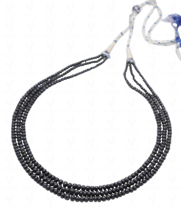 3 Rows Of Blue Sapphire Gemstone Round Bead Necklace NP-1271