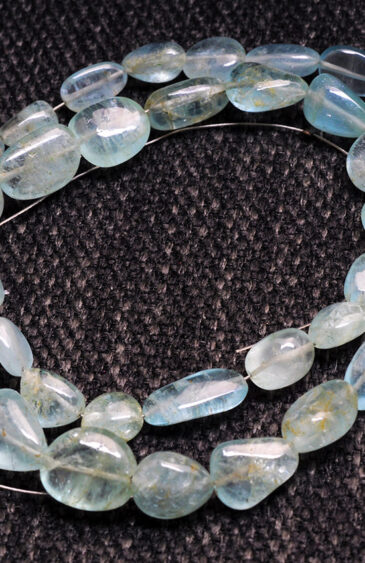 Aquamarine Gemstone Cabochon Tumble Bead Necklace NS-1271