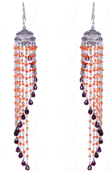 Carnelian & Red Garnet Gemstone Earrings Made In .925 Sterling Silver ES-1272