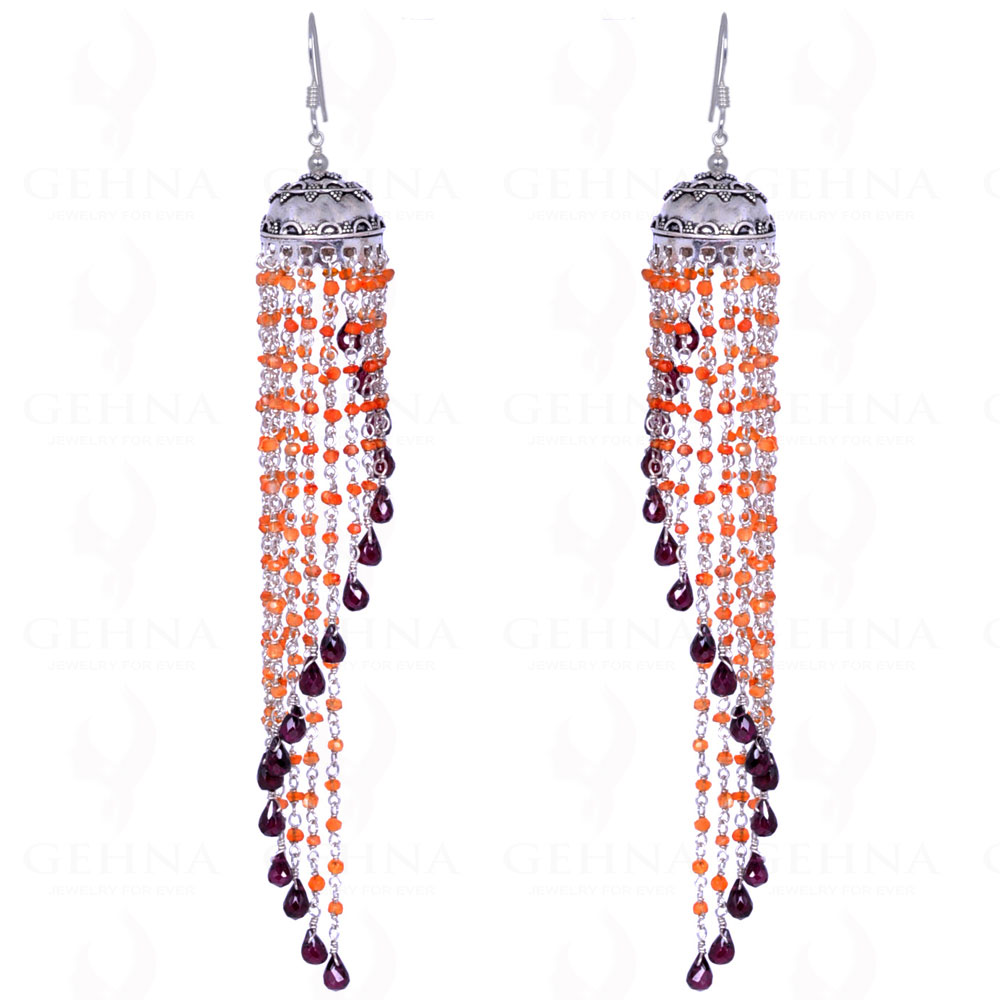 Carnelian & Red Garnet Gemstone Earrings Made In .925 Sterling Silver ES-1272