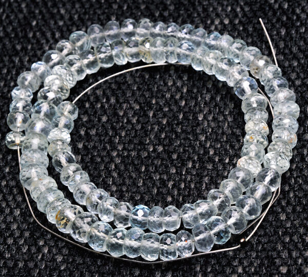 Multi Color Aquamarine Gemstone Round Faceted Bead String Necklace NS-1272