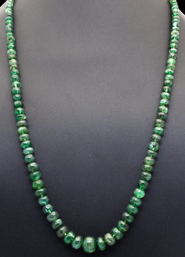 Emerald Gemstone Round Cabochon Bead Necklace NP-1272