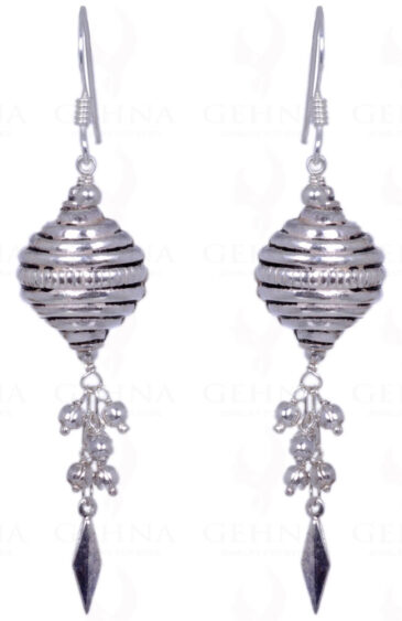 Ellipse & Round Shape Silver Bead Earrings Made In .925 Solid Silver  ES-1274