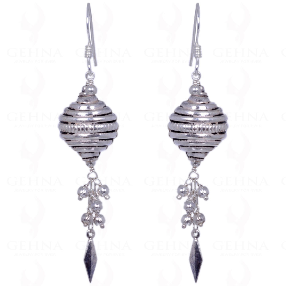 Ellipse & Round Shape Silver Bead Earrings Made In .925 Solid Silver  ES-1274