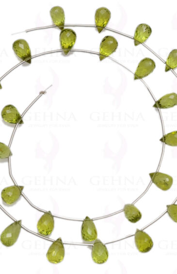 Peridot Gemstone Drop Shaped Faceted Bead Strand Necklace NS-1274