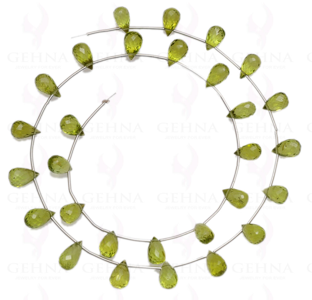 Peridot Gemstone Drop Shaped Faceted Bead Strand Necklace NS-1274