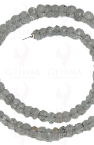 Aquamarine Gemstone Round Faceted Bead Strand Necklace NS-1275