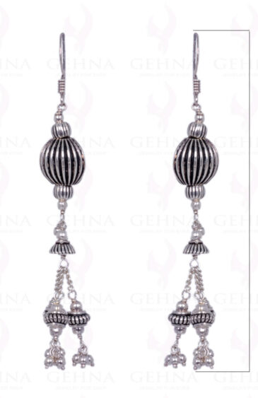 Oval & Round Shape Silver Bead Earrings Made In .925 Solid Silver ES-1276