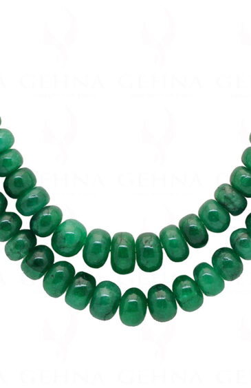 2 Rows Of Emerald Gemstone Round Cabochon Bead Necklace NP-1276