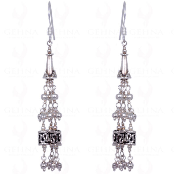 Octagon & Round Shape Silver Bead Earrings Made In .925 Solid Silver ES-1277