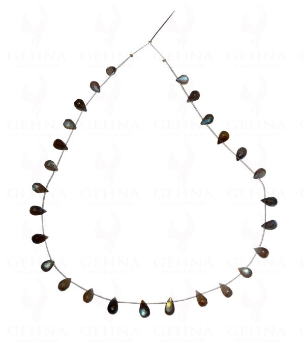 Labradorite Gemstone Drop Shaped Faceted Bead Strand Necklace NS-1278