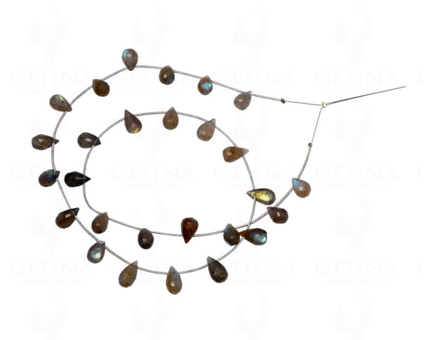 Labradorite Gemstone Drop Shaped Faceted Bead Strand Necklace NS-1278