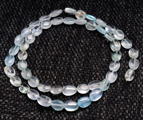 Aquamarine Gemstone Oval Shaped Bead Strand Necklace NS-1279