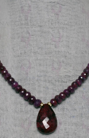 Ruby Gemstone Studded Faceted Bead Necklace NP-1282