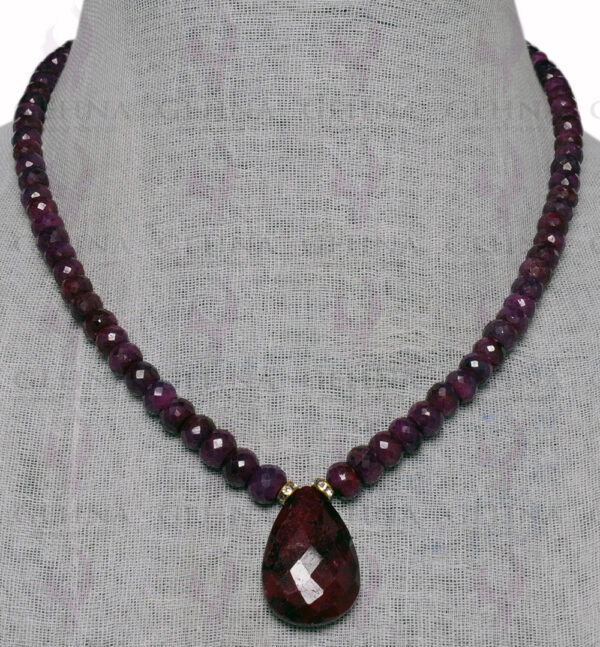 Ruby Gemstone Studded Faceted Bead Necklace NP-1282