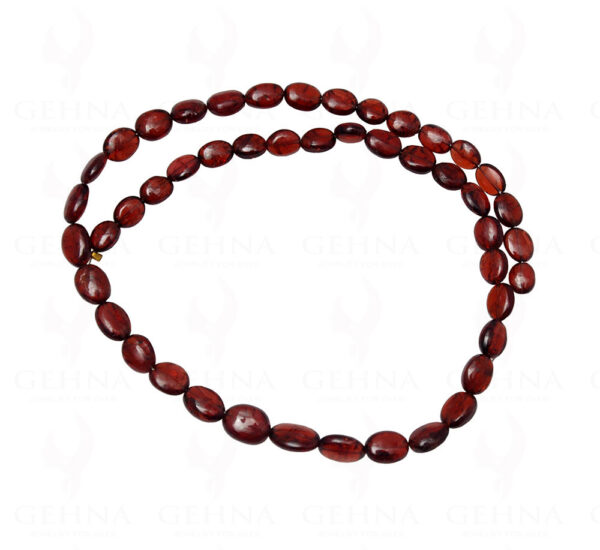 Hessonite Gemstone Oval Shaped Bead Strand Necklace NS-1282