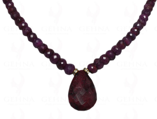 Ruby Gemstone Studded Faceted Bead Necklace NP-1282