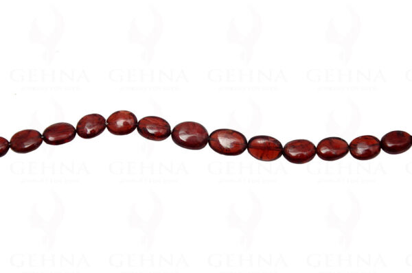 Hessonite Gemstone Oval Shaped Bead Strand Necklace NS-1282