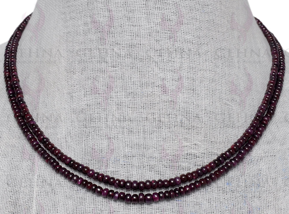 Ruby Gemstone Plan Bead Necklace NP-1284