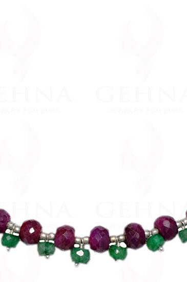Ruby & Emerald Gemstone Studded Faceted Bead Necklace NP-1285