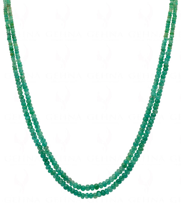 2 Rows Of Emerald Gemstone Round Bead Necklace NP-1286