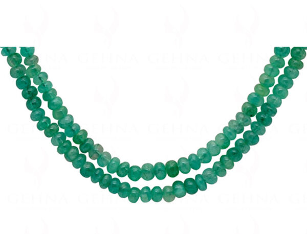 2 Rows Of Emerald Gemstone Round Bead Necklace NP-1286