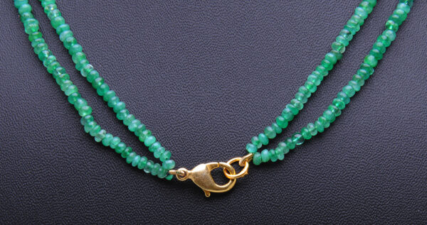 2 Rows Of Emerald Gemstone Round Bead Necklace NP-1286