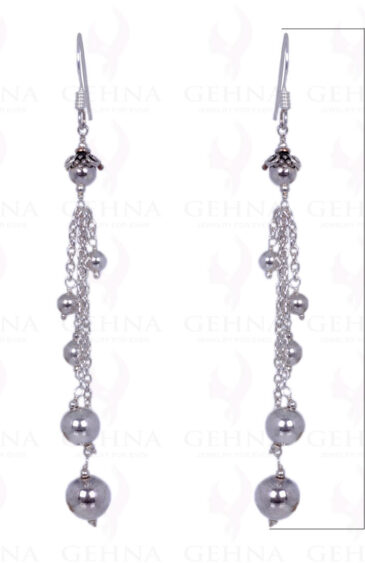 Round Ball Shape Silver Bead Earrings Made In .925 Solid Silver ES-1287