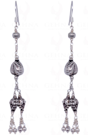 Heart Shape Silver Bead Earrings Made In .925 Solid Silver ES-1288