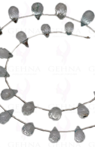 Aquamarine Gemstone Drop Shaped Faceted Bead Strand Necklace NS-1288