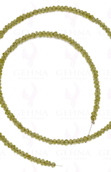 3 MM Peridot Gemstone Round Faceted Bead String Necklace NS-1289