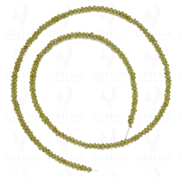 3 MM Peridot Gemstone Round Faceted Bead String Necklace NS-1289