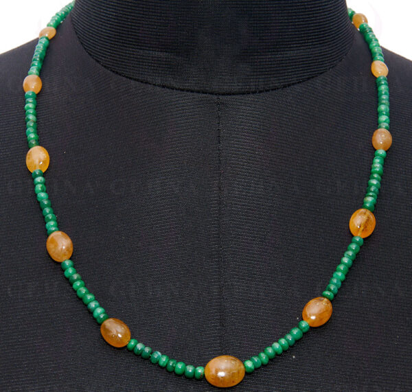 Emerald & Yellow Sapphire Gemstone Bead Necklace NP-1290