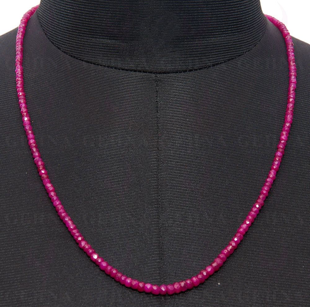 23" Inches Ruby Gemstone Faceted Bead Necklace NP-1291