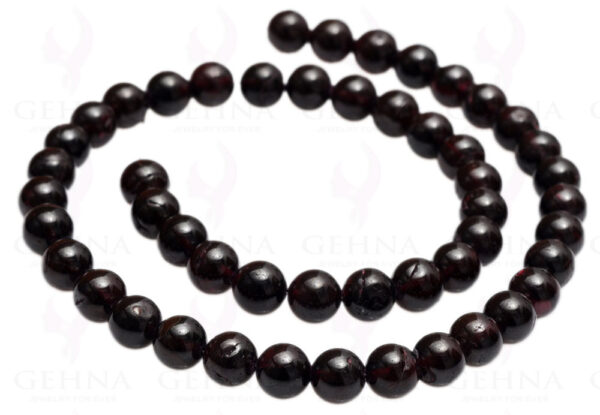 Red Garnet Gemstone Round Cabochon Bead Strand Necklace NS-1291