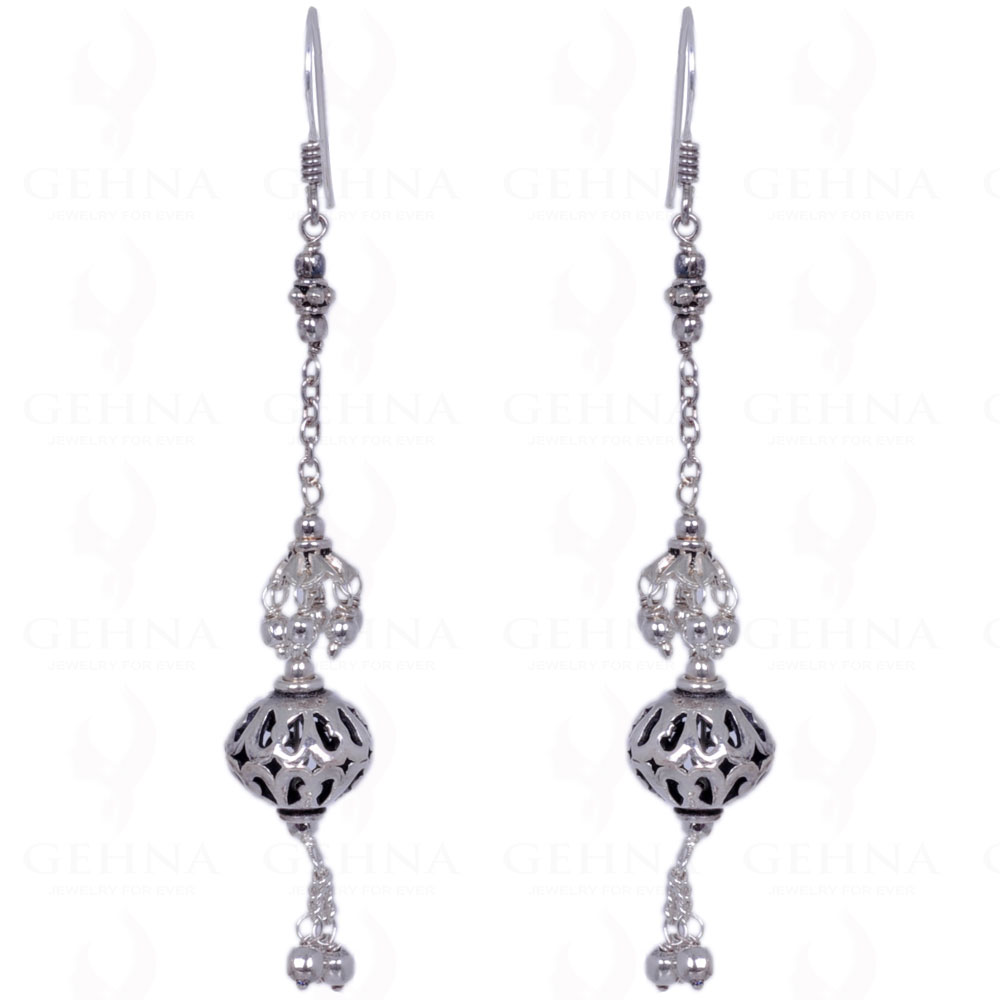 Silver Bali Bead Earrings Made With 925 Sterling Silver ES-1292