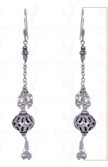 Silver Bali Bead Earrings Made With 925 Sterling Silver ES-1292
