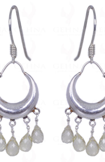 Moon Shape Earrings With Lemon Topaz Gemstone Drop In .925 Solid Silver ES-1293