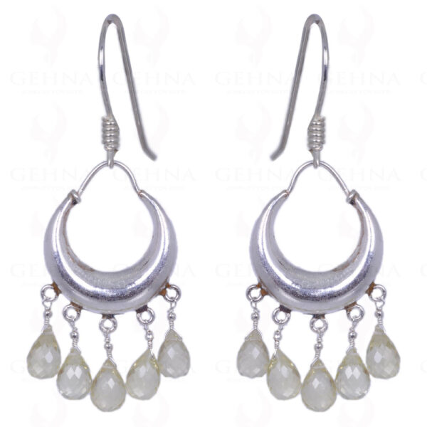 Moon Shape Earrings With Lemon Topaz Gemstone Drop In .925 Solid Silver ES-1293