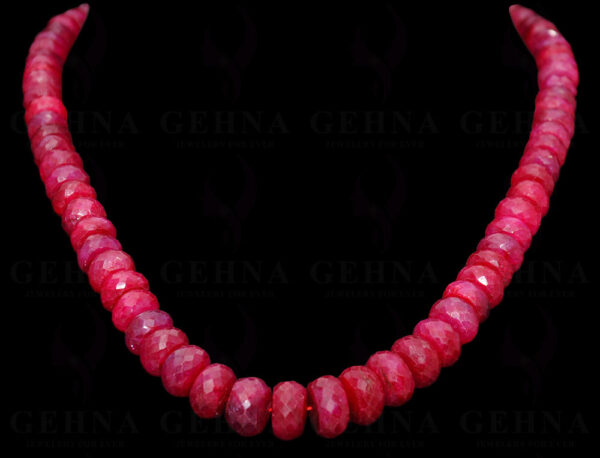 Ruby Precious Gemstone Faceted Far Bead Necklace NP-1293