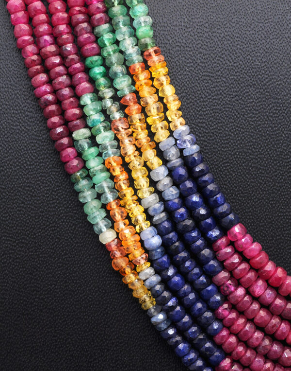 7 Rows Of Ruby, Emerald & Sapphire Gemstone Faceted Bead Necklace NP-1294