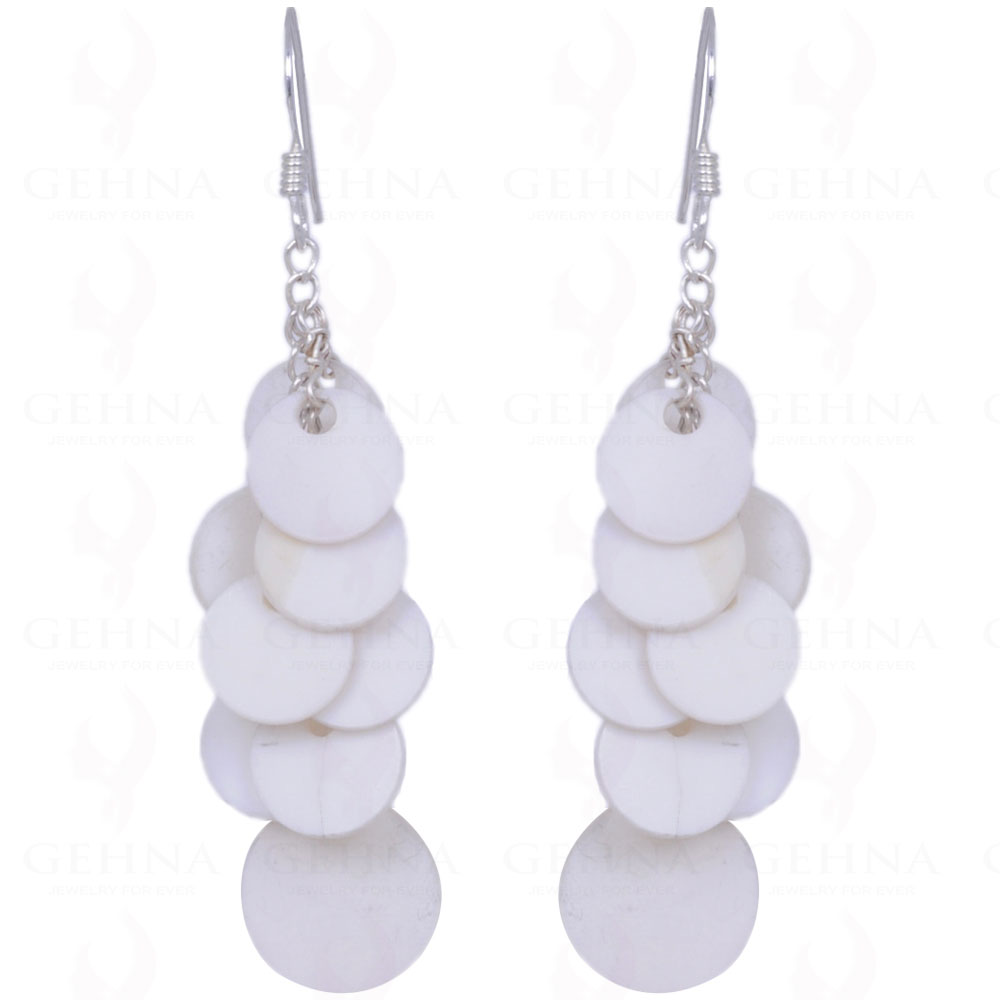 Shell Pearl Disc Shape Earrings Made In .925 Sterling Silver ES-1295
