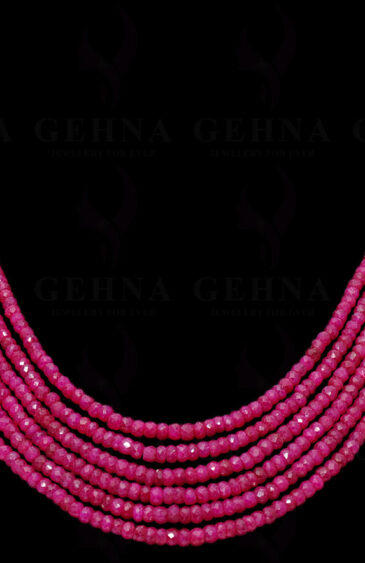 5 Rows Of Ruby Gemstone Faceted Bead Necklace NP-1297