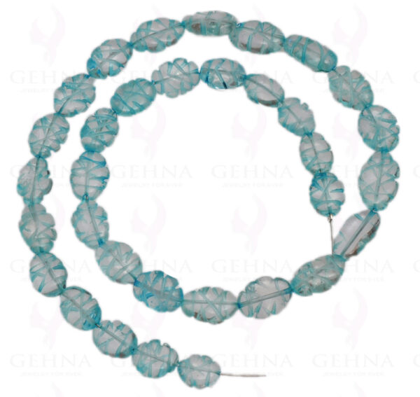 Blue Topaz Gemstone Oval Shaped Bead Strand Necklace NS-1297