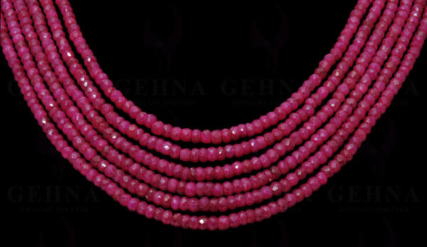 5 Rows Of Ruby Gemstone Faceted Bead Necklace NP-1297