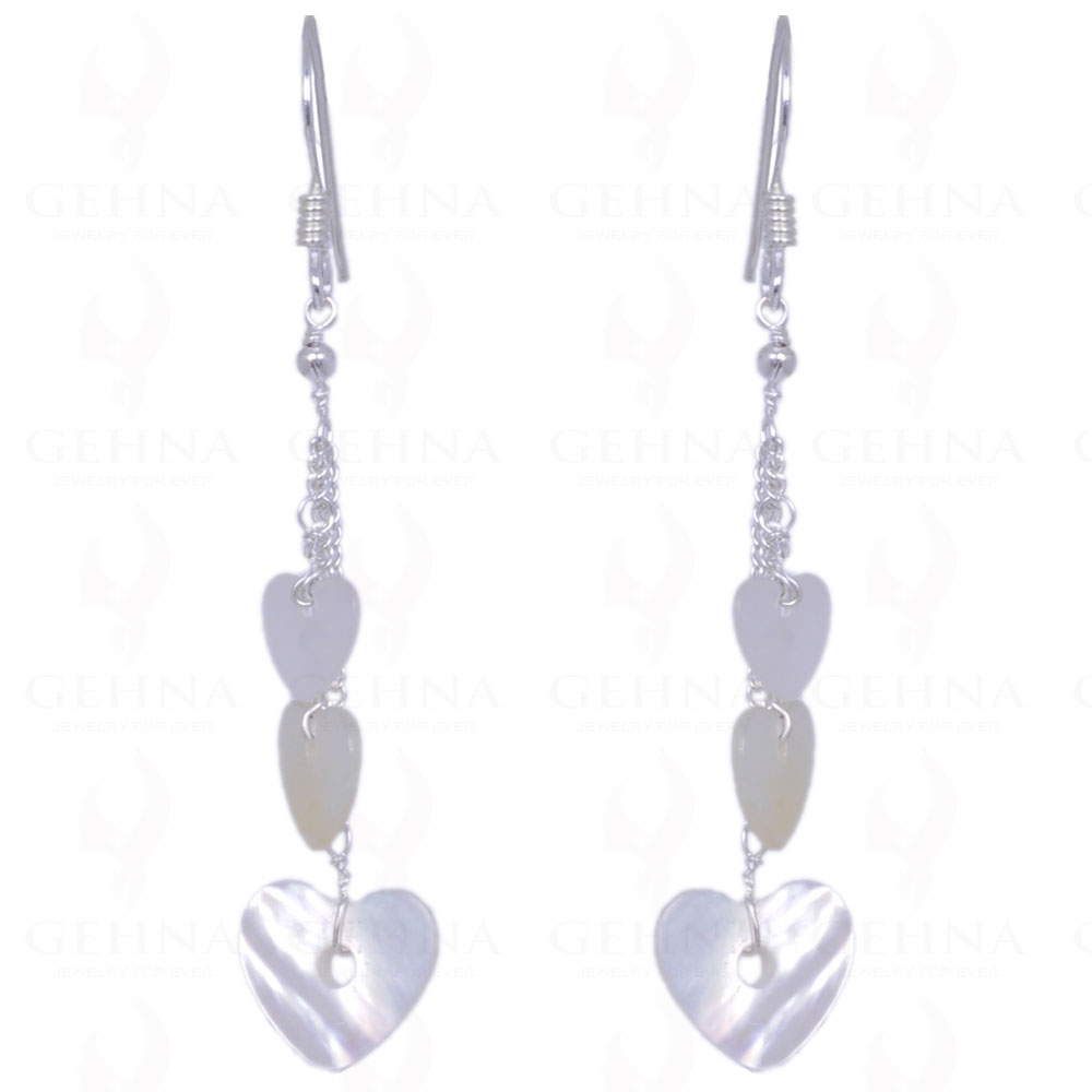 Heart Shape Mother Of Pearl Earrings Made In .925 Sterling Silver ES-1298