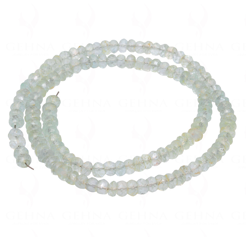 4 MM Aquamarine Gemstone Round Faceted Bead Strand Necklace NS-1298