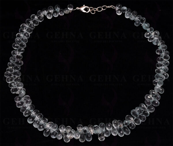 Aquamarine Gemstone Drop Shaped Faceted Bead Necklace NS-1299